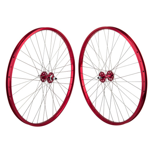 SE Bikes J24SG 29-Inch Wheelset Sealed Bearings and Red Aluminum Rims 4446
