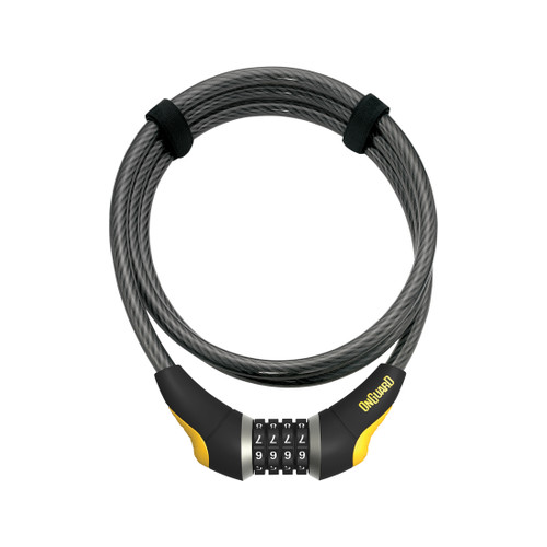 OnGuard Akita Resettable Combo Cable Lock 6' x 12mm Diameter Coiled Cable Gray 8041