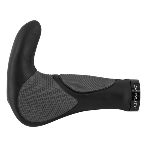 Sunlite Ergo Form Plus Dual Lock On Bicycle Handlebar Grips, 140mm, Ergonomic, Anti-Slip, Integrated Bar Ends 32642
