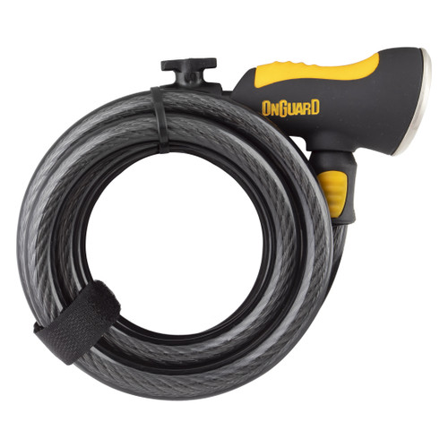 OnGuard Doberman Cable Lock 5 Keys 6' x 12m Diameter Coiled Cable Gray 8028