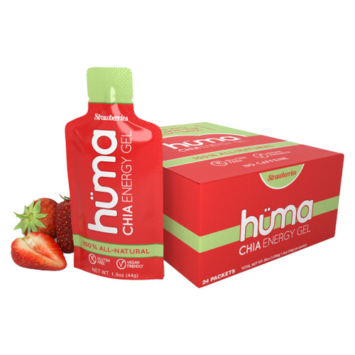Huma Chia Energy Gel Strawberry - All-Natural Vegan Sports Nutrition, 24-Pack STRW4