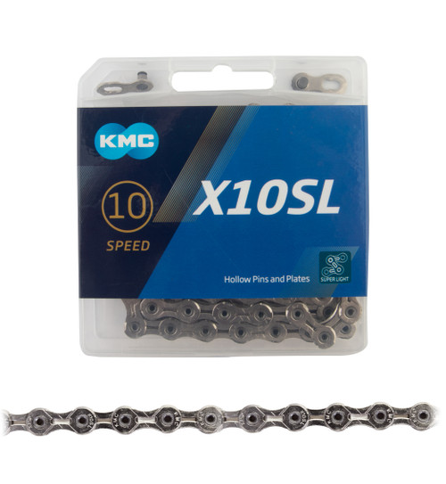 KMC X10SL Chain 10 speed 116 Links Silver Hollow Pins Plates Double X Brdge CN10262