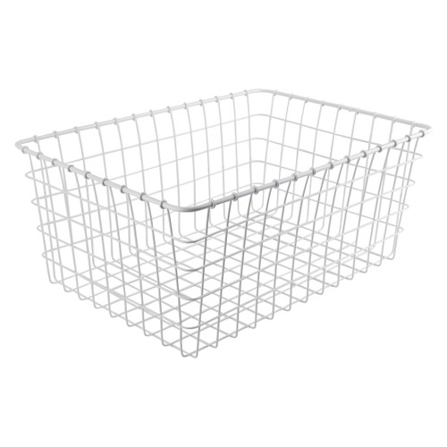 Wald White Steel Bike Basket 21x15x9 - Sleek Powder-Coated Design 1275WH