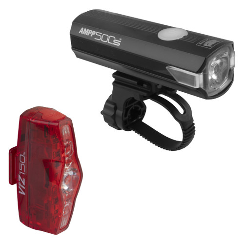 Cateye AMPP400S/Viz150 USB Bike Light Combo - 500 Lumen Headlight and High-Visibility Taillight 8901241