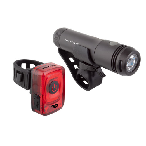 Pure Cycles 300 Lumen USB City Bike Light Set Silicone Mount 914828