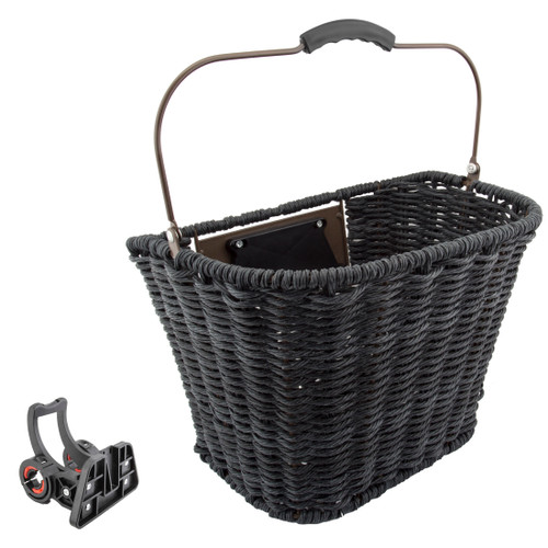 Sunlite Synthetic Wicker Quick-Release Bike Basket - Adjustable Steel Frame 90410