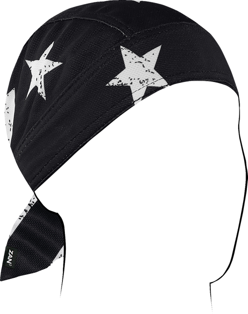 Zan Headgear Flydanna Micro-Mesh Polyester Headwrap - Black/White Flag ZM091