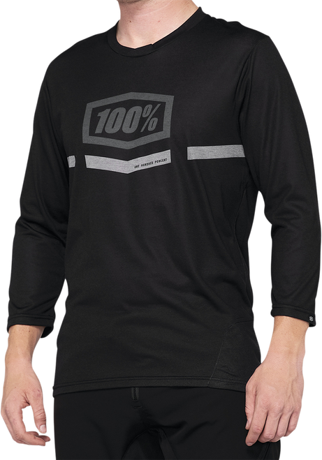 100% Airmatic 3/4 Sleeve Jersey - Black - Large 40018-00002