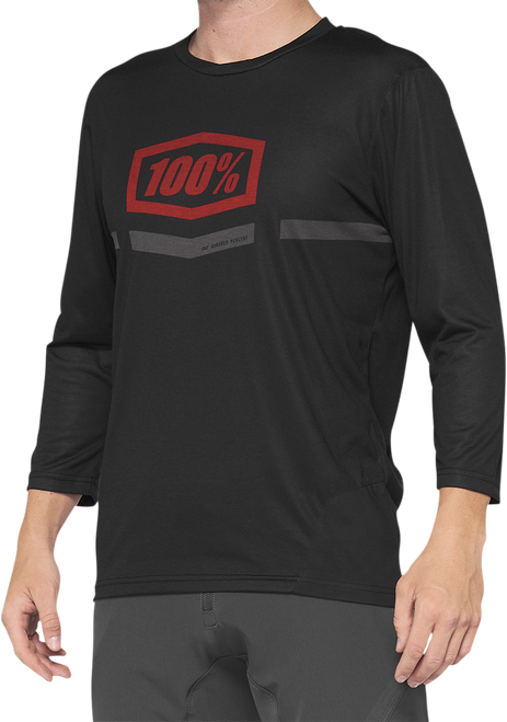 100% Airmatic 3/4 Sleeve Jersey - Black/Red - Xl 40018-00008
