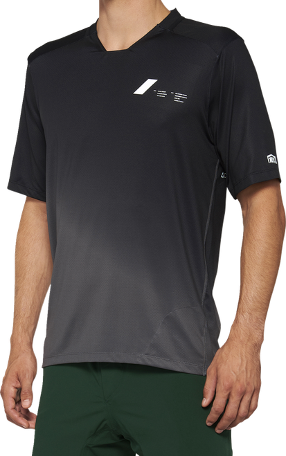 100% Celium Short-Sleeve Jersey - Black/Charcoal - Medium 40011-00001