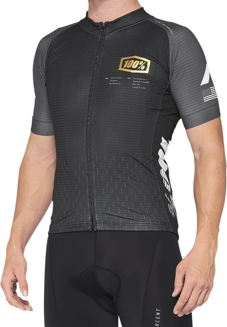 100% Exceeda Short-Sleeve Jersey - Black/Charcoal - Small 40051-00000