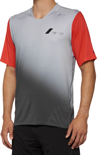 100% Celium Short-Sleeve Jersey - Gray/Racer Red - Large 40011-00012
