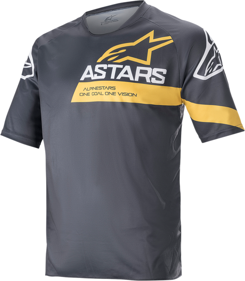 Alpinestars Racer V3 Short-Sleeve Jersey - Anthracite/Sulphur Yellow - Medium 1762922-1619-MD