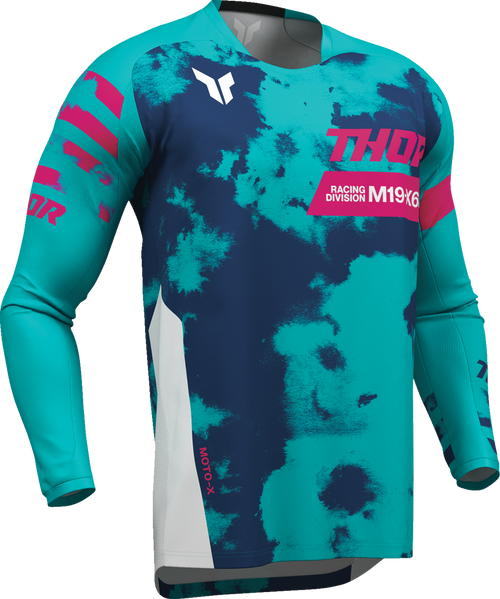 Thor Launchmode Bleach Jersey - White/Aqua - Small 2910-8406