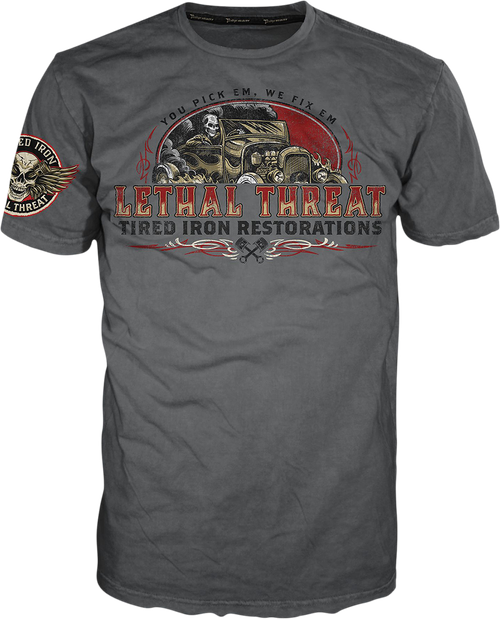 Lethal Threat Vintage Velocity Tired Iron Restorations T-Shirt - Gray - 4Xl VV40174-4XL