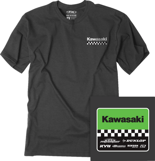 Factory Effex Kawasaki Starting Line T-Shirt - Heather Charcoal - Large 27-87104