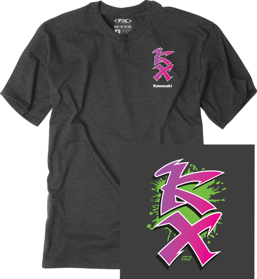 Factory Effex Kawasaki Retro Kx T-Shirt - Heather Charcoal - Medium 28-87112