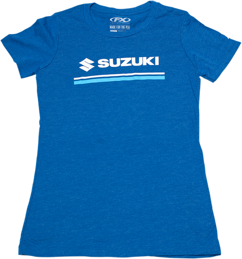 Factory Effex Women'S Suzuki Stripes T-Shirt - Heather Royal Blue - Large 22-87434