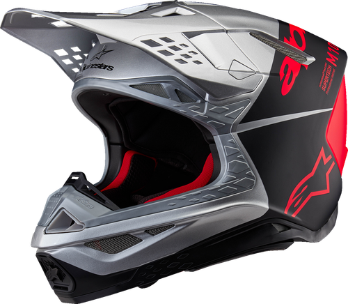 Alpinestars Supertech M10 Helmet - Flood - MIPS - Gloss Silver/Black/Orange Fluo - Large 8301023-1954-L
