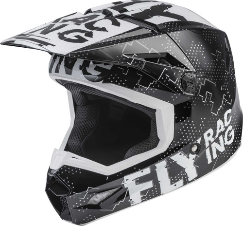 FLY RACING Youth Kinetic Scan Helmet Black/White Yl F73-3491YL