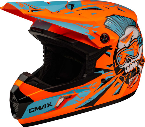 GMAX Youth Mx-46Y Unstable Helmet Hi Vis Orange/Blue Ym D3465211