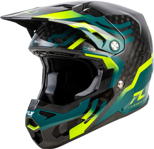 FLY RACING Formula S Carbon Byte Helmet Black Carbon/Teal/Lime Xs 73-4453XS