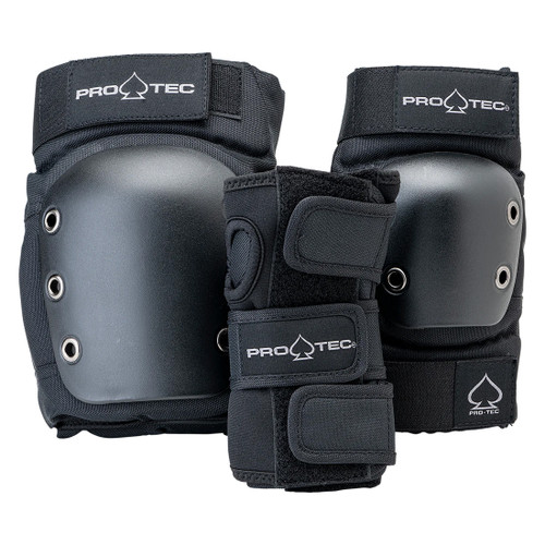 Protec Street Gear Open Back Unisex Knee and Wrist Pads MD Black 10004260