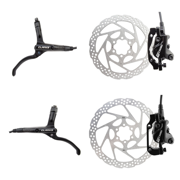 Clarks React 2 Hydraulic Disc Brake Kit 180/160mm REACT-2-FR180160AM-IS-ROW