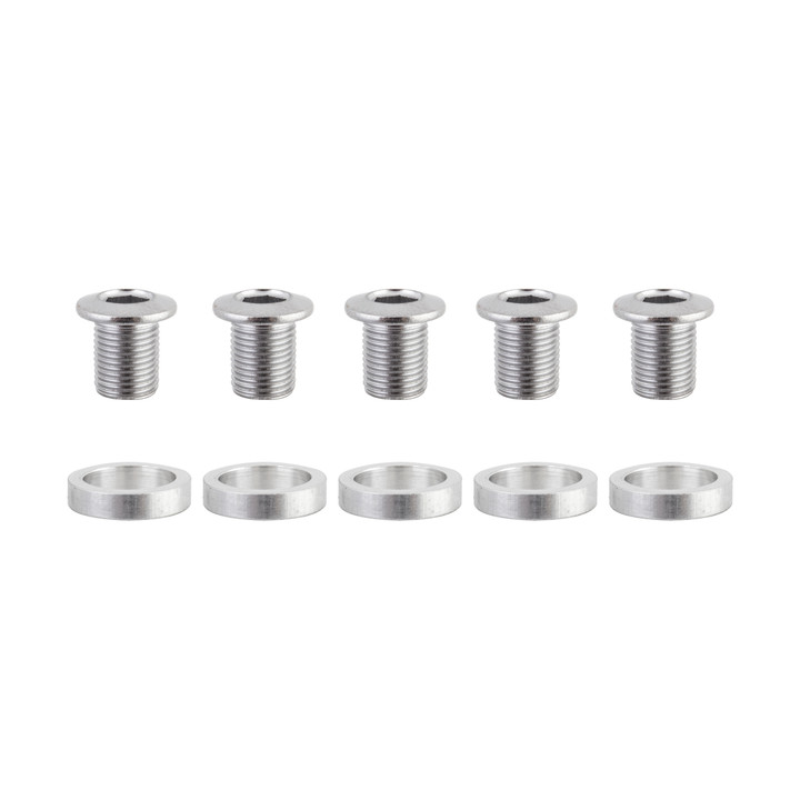 Origin8 Bicycle Chainring Bolts Set Steel ChromeS / M8x10.5mm Bolt / 3mm Spacer / Inner Triple 22356