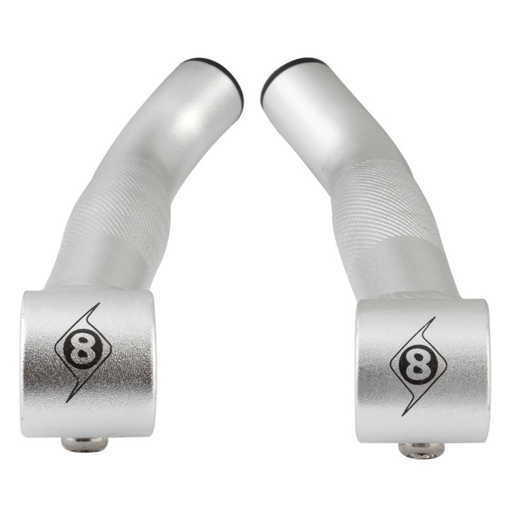Origin8 Comp-Lite Alloy Bar Ends Short "Ski" Bend Silver 33882