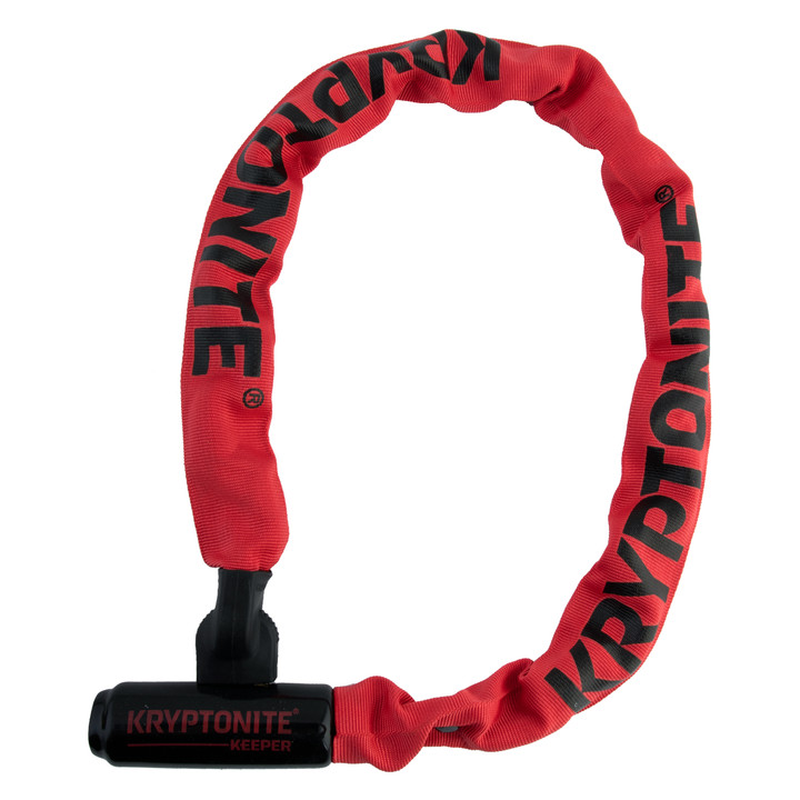 Kryptonite Keeper Series 7mm Manganese Steel Integrated Chain Lock Red 001591