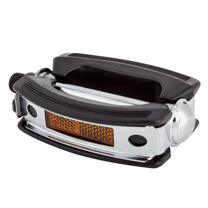 Sunlite Classic Steel Block Pedals Non-Slip Rubber Surface 9/16" 41510