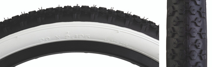 Sunlite Durable 20x2.125 Knobby Bicycle Tires Reflective Sidewalls Bk/Wht 59255