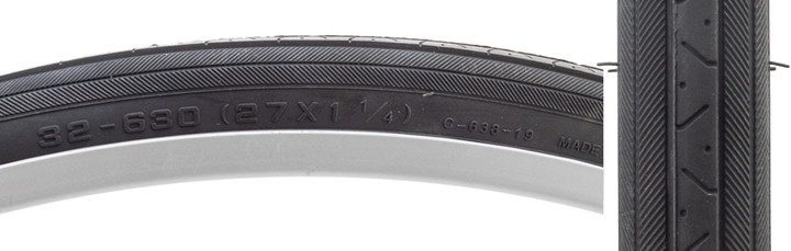 Sunlite 27x1-1/4 Bicycle Tire Raised Center CST638 Black 60716