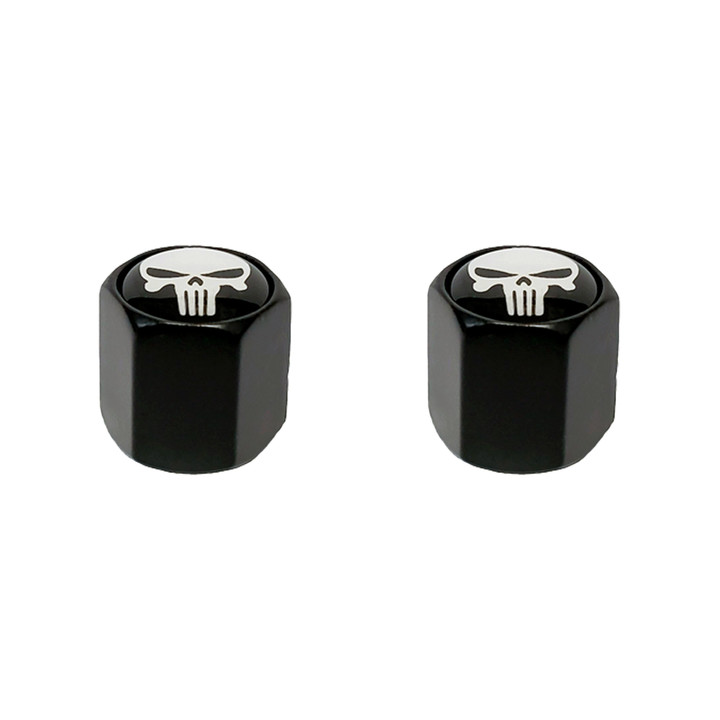 Trik Topz Bicycle Valve Caps Block Shape - Skull Head Black SHC-BW-2PK