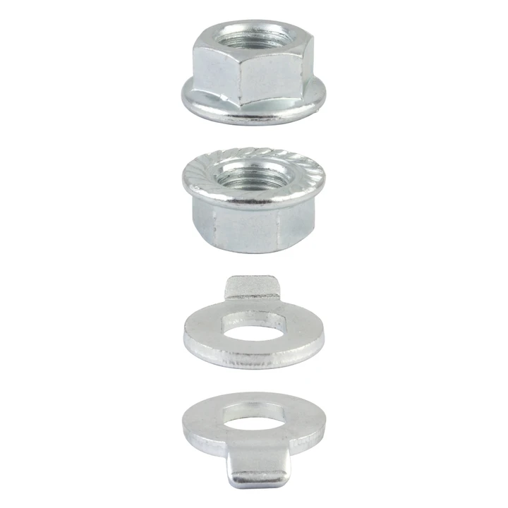 Sunlite M12x1.25mm eBike Axle Nut and Non-Turn Washer - Heavy-Duty, Flanged, Pair 372257