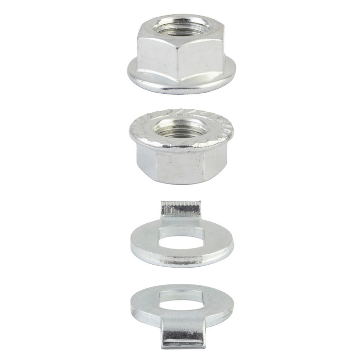 Sunlite M14x1.50mm eBike Axle Nut and Non-Turn Washer, Flanged Pair 372259