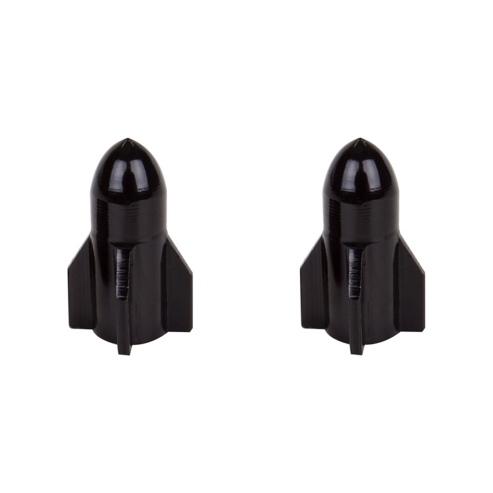 Sunlite Rocket Top Short Alloy Valve Caps - Schrader Fit, Black 97414
