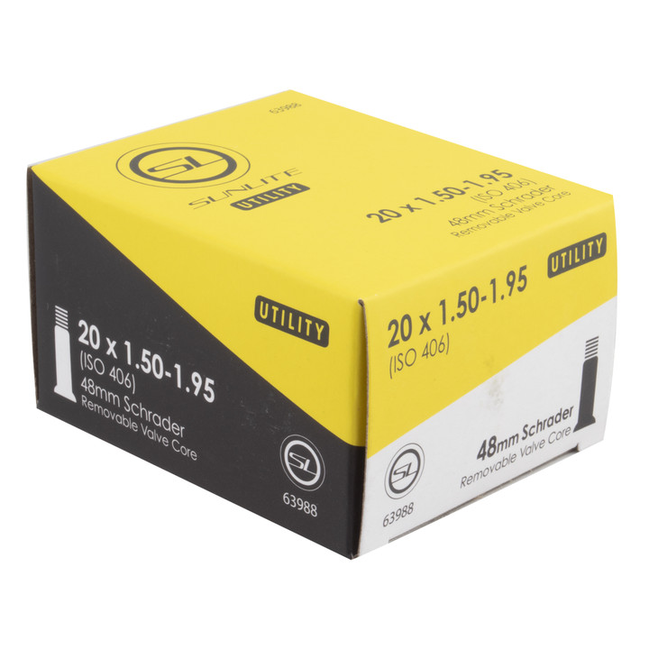 Sunlite 20x1.50-1.95 Schrader Valve Bike Tubes, Heavy-Duty, 48mm 63988