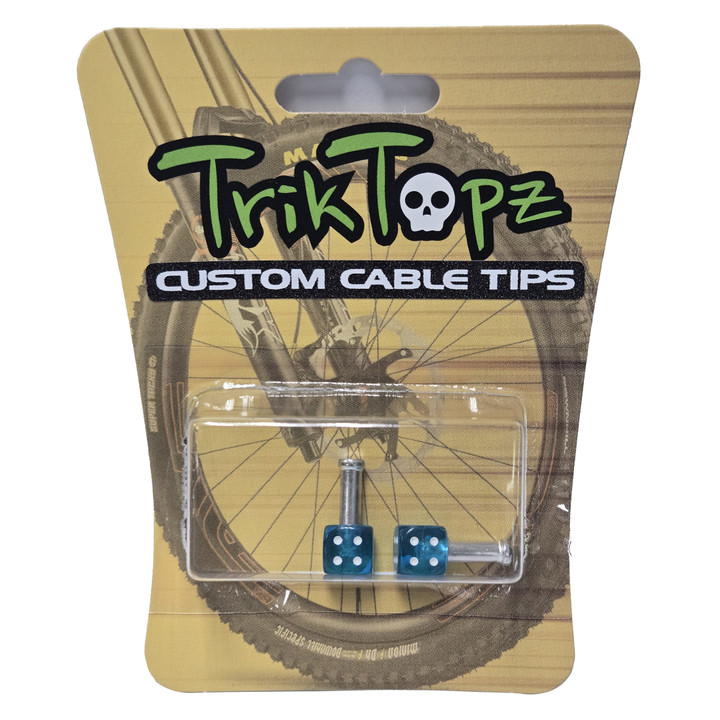 Trik Topz Dice Tips Clear Blue-Cable End Caps for Custom Bike Cables DIT-CB-2PK