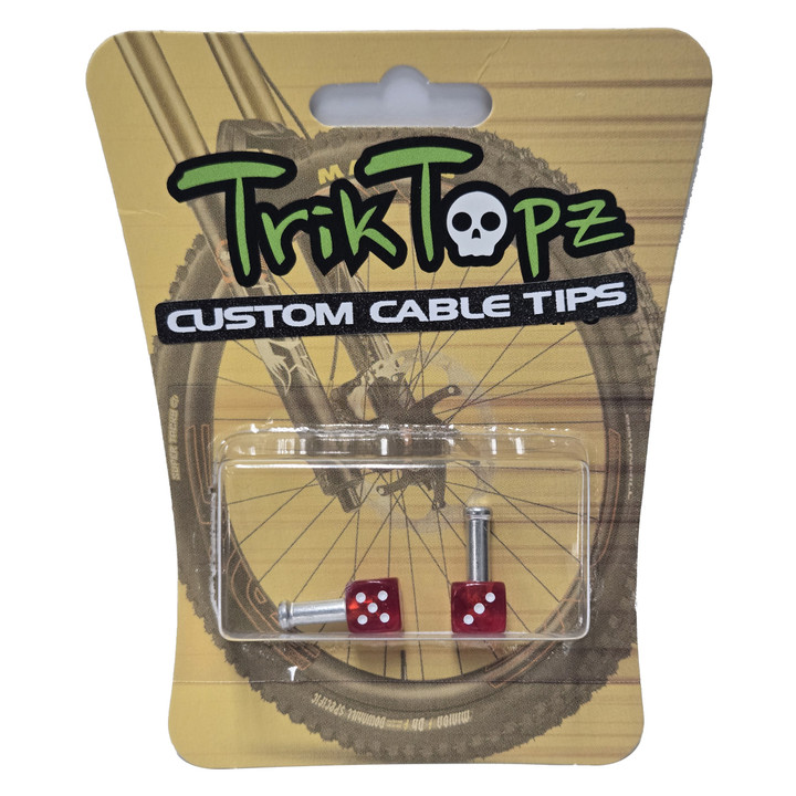 Trik Topz Dice Tips Clear Red Bicycle Cable Tips (1 Pair) DIT-CR-2PK