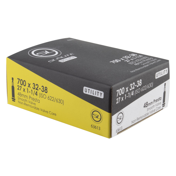 Sunlite Utili-T Presta Valve Bicycle Tube 700x32-38mm, Smooth Valve, 48mm Tech 63613