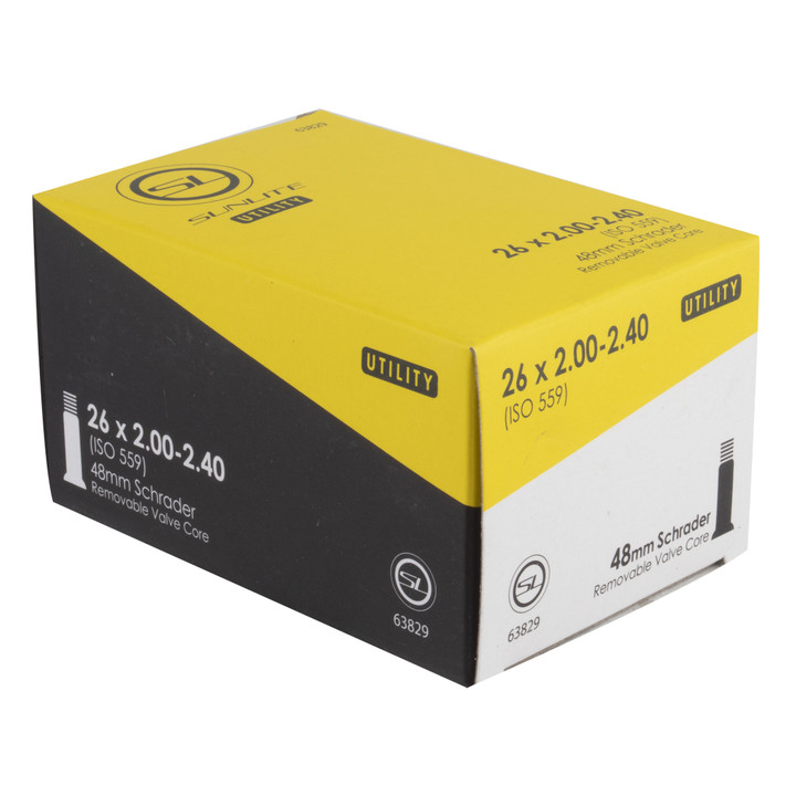 Sunlite Utili-T Standard Schrader Valve Tubes 26x2.00-2.40 Schrader 48mm 0d 63829