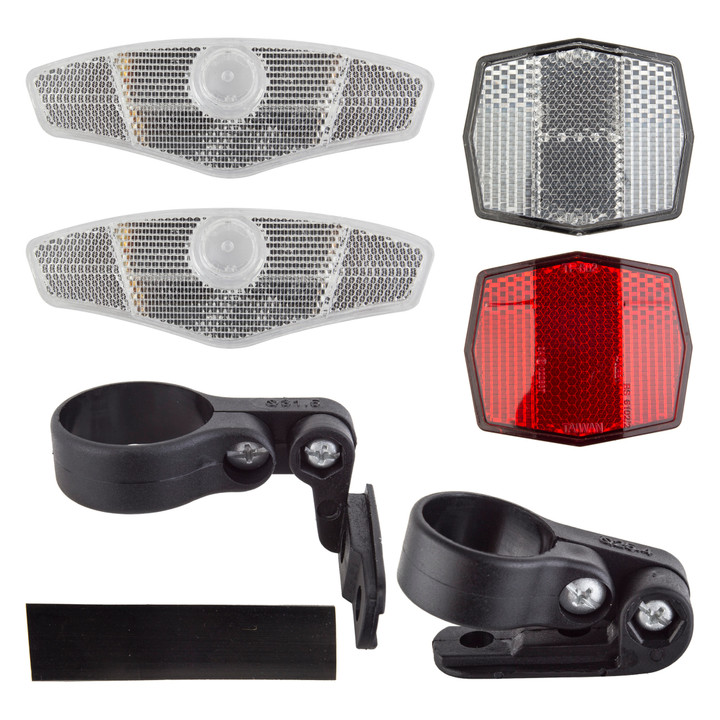 Sunlite Deluxe 4-Way Bicycle Reflector Kit Handlebar and Spoke Mounts 98869