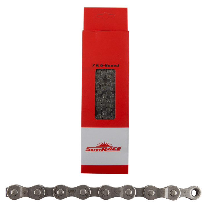 Sunrace CN-M54 116-Link Gray Bike Chain for Shimano and Sram 6/7 Speed CNM54.116L.YS0