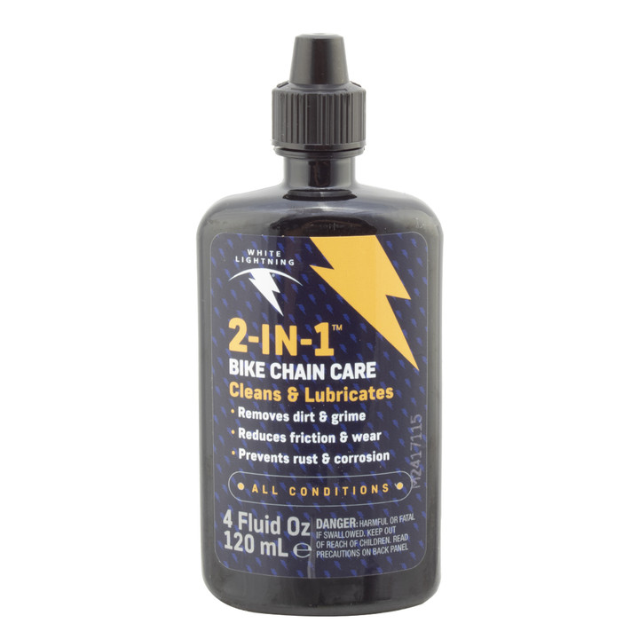 White Lightning 2-in-1 Bike Chain Lubricant and Cleaner 4oz Squeeze W21240102