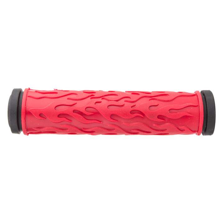 Sunlite Flame MTB Bike Grips - Dual-Compound Rubber, Red and Black 31538
