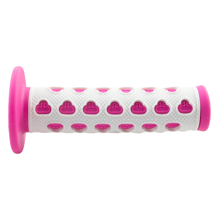 SE Bikes S-1E Flanged Pink/White BMX Grips - Dual-Compound, 135mm 5245