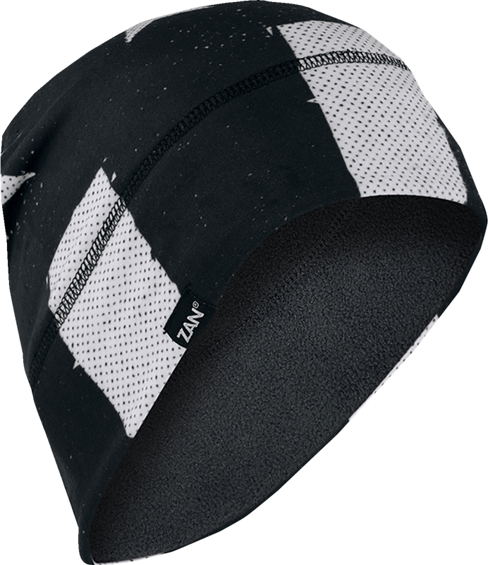 Zan Headgear Sportflex Fleece Beanie - Black/White Flag WHLF091
