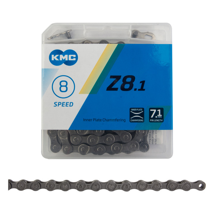 KMC Z8.1 Z Bridge Shaped 6 7 8 Speed Chain 116 Links Master Link: Gray Z8.1-116L GY/GY